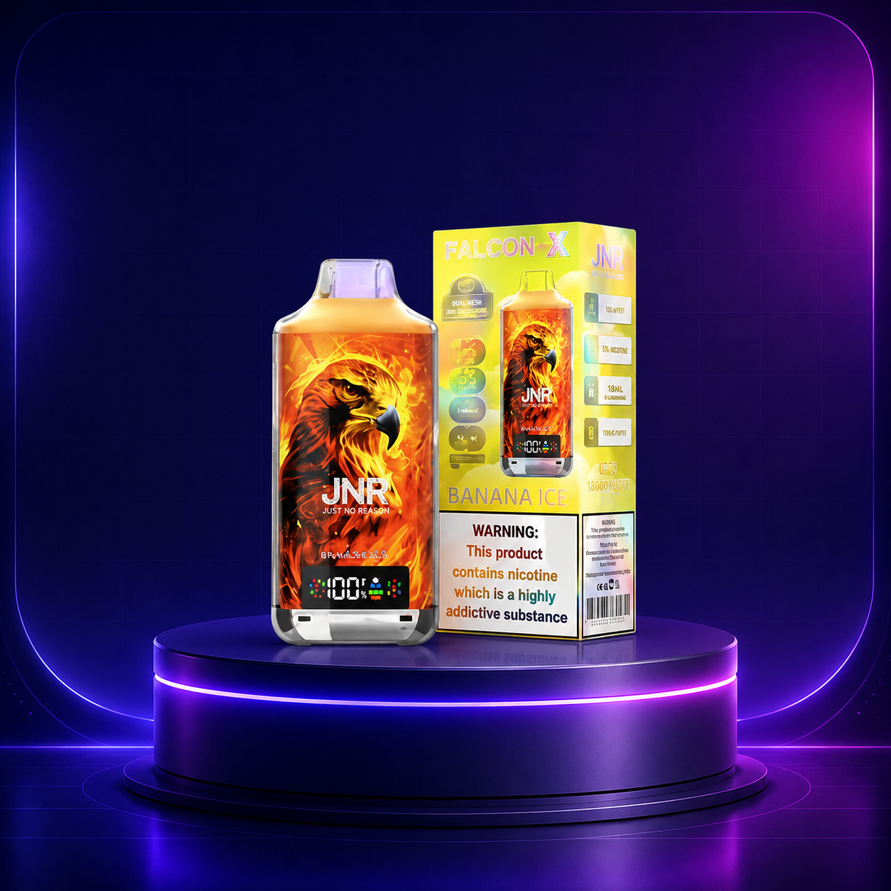 JNR Falcon X 18K Einweg-Vape, Sorte Banana Ice